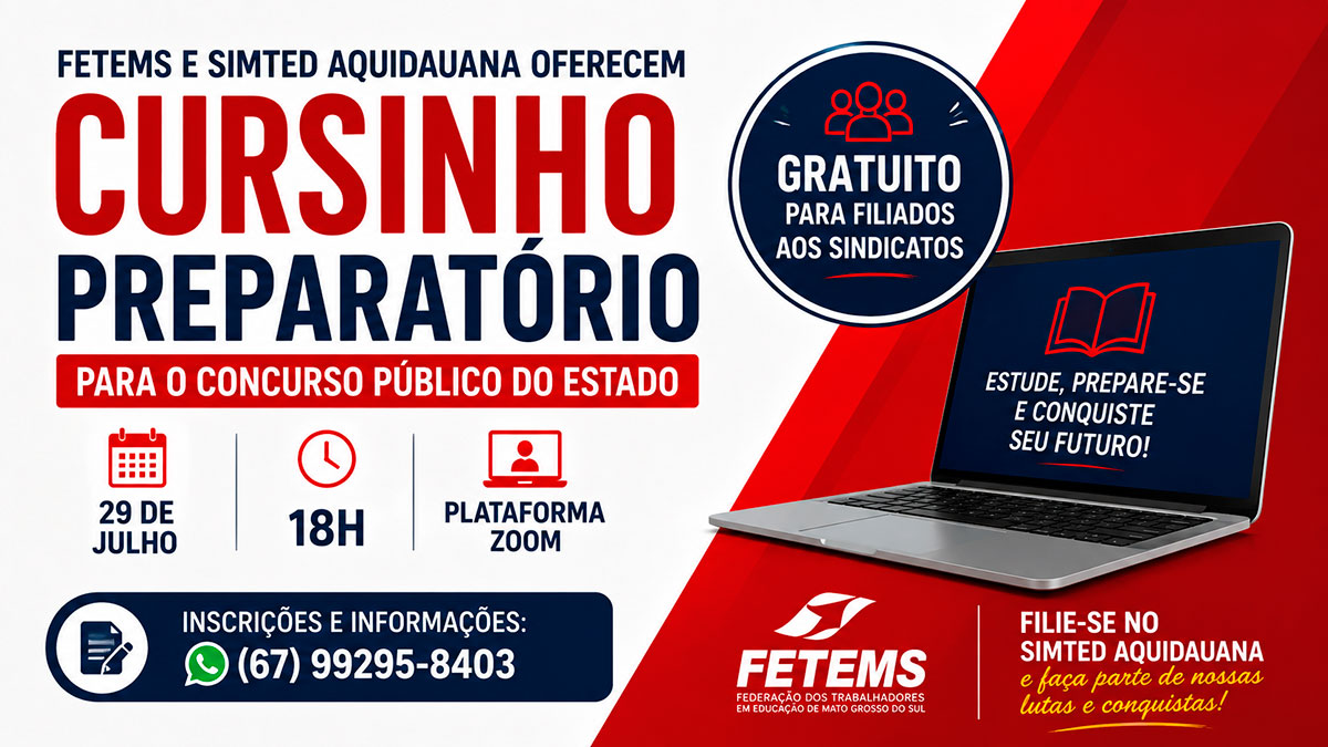 FETEMS e SIMTED oferecem cursinho preparatório gratuito para filiados…