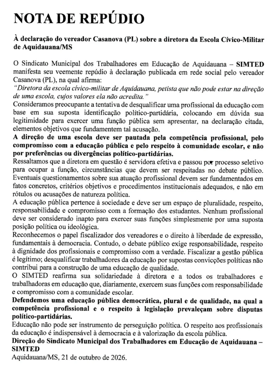 Repúdio simulado Casanova