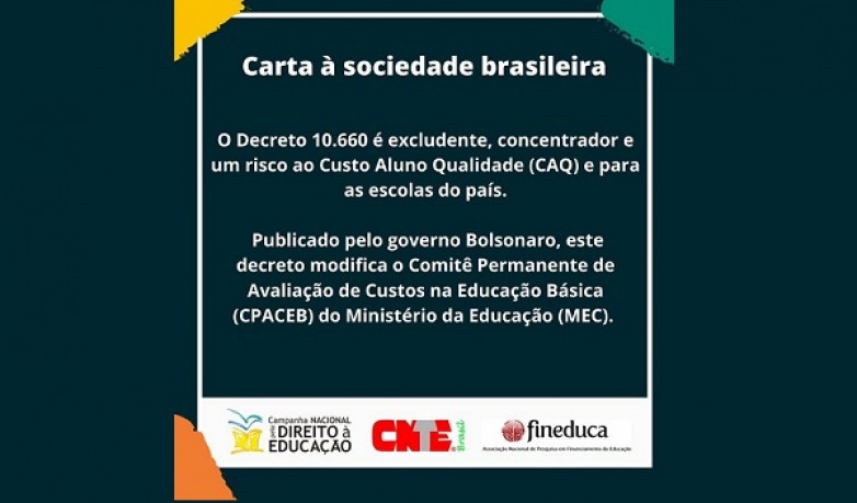 Bolsonaro modifica o Comitê Permanente de Avaliação de Custos na Educação Básica do MEC